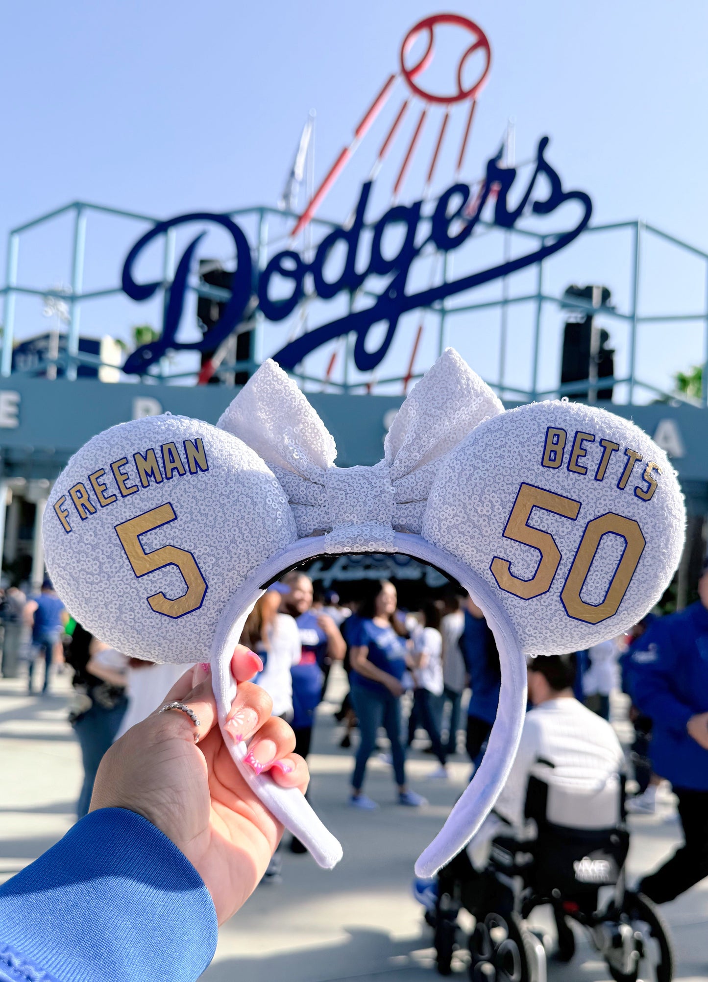 White & Gold LA Boys in Blue Ears
