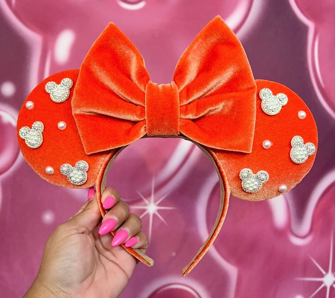 Pumpkin Spice Pearled Velvet Ears