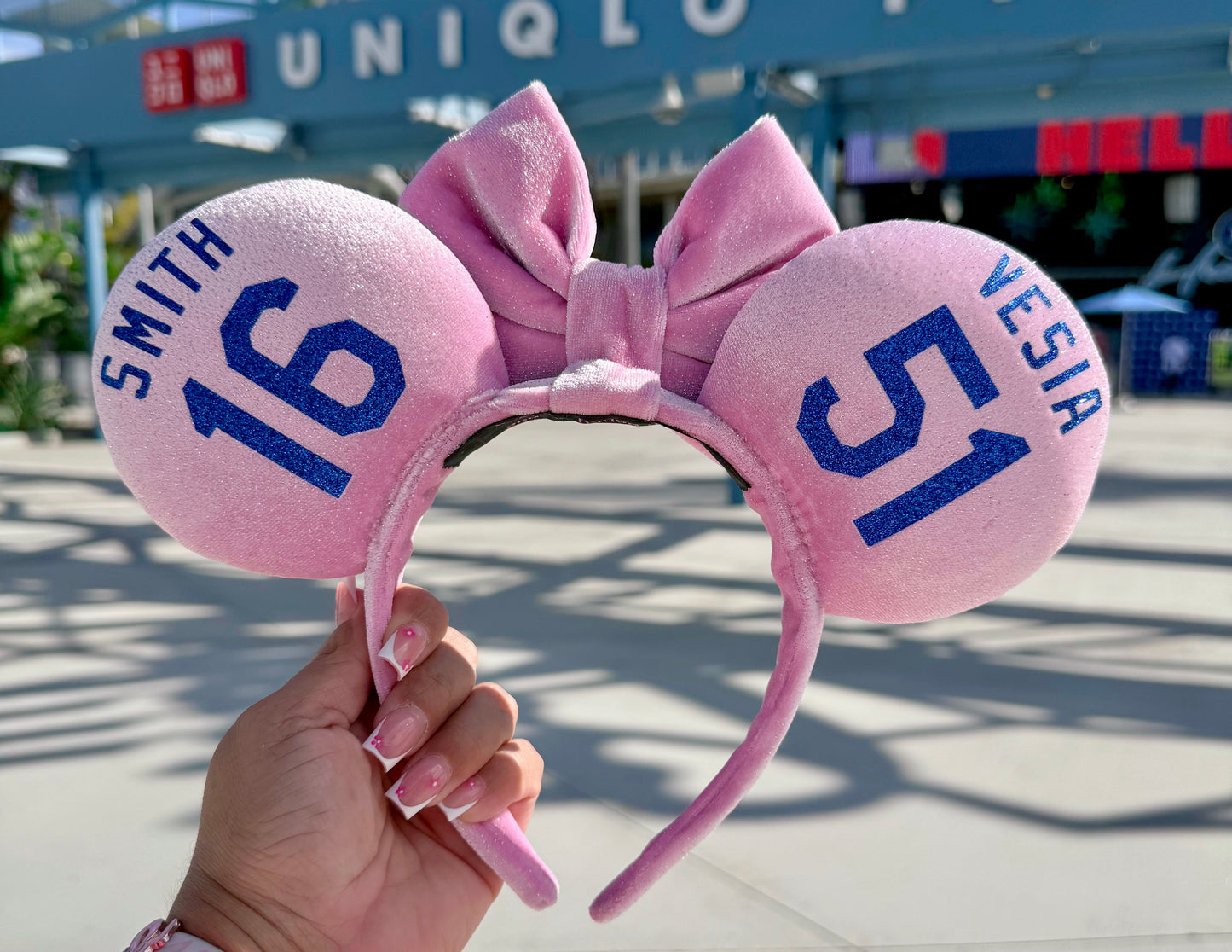 Pink Glitter Velvet LA Boys in Blue Ears