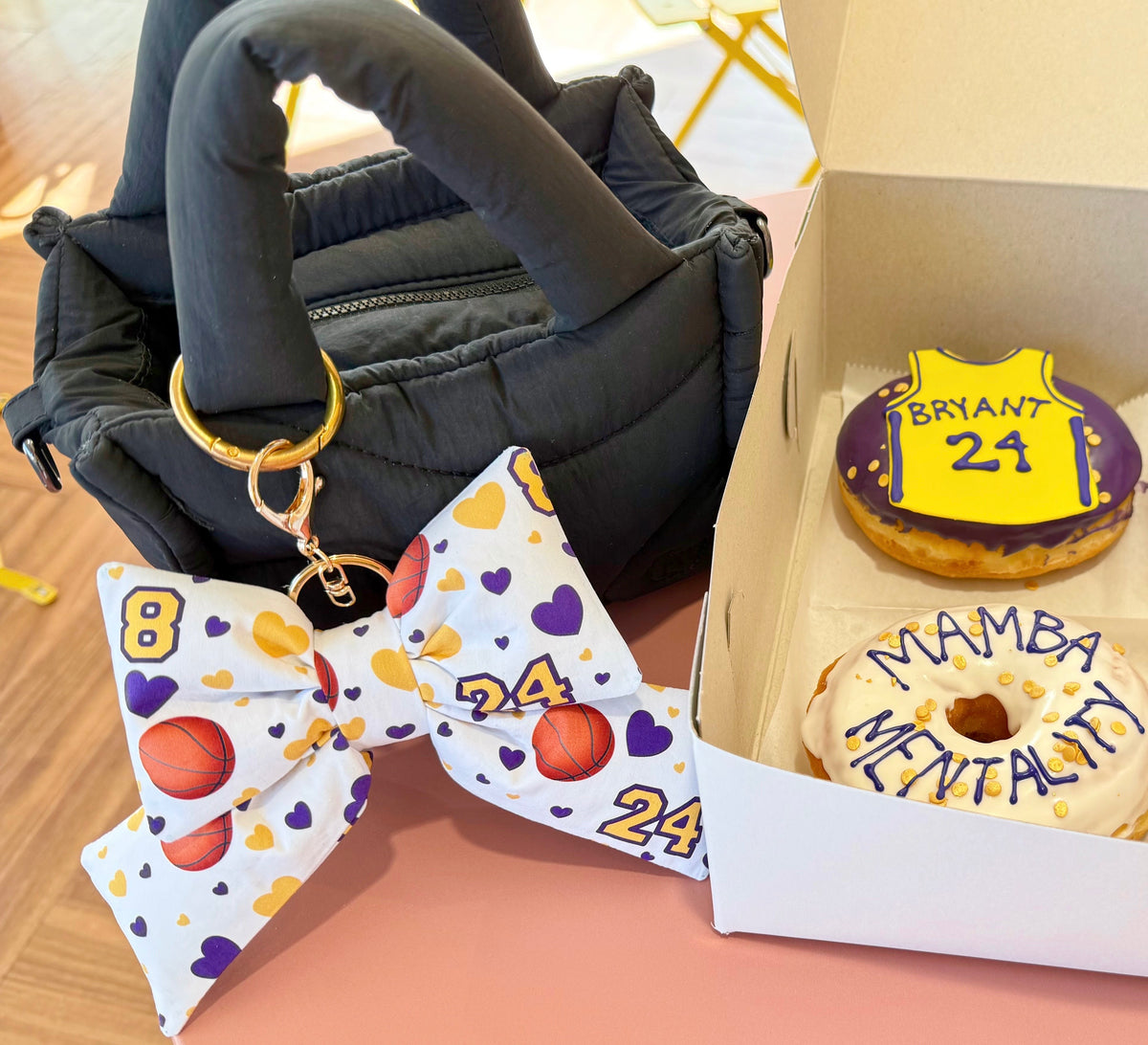 8/24 Hearts & Basketball Bow Charm