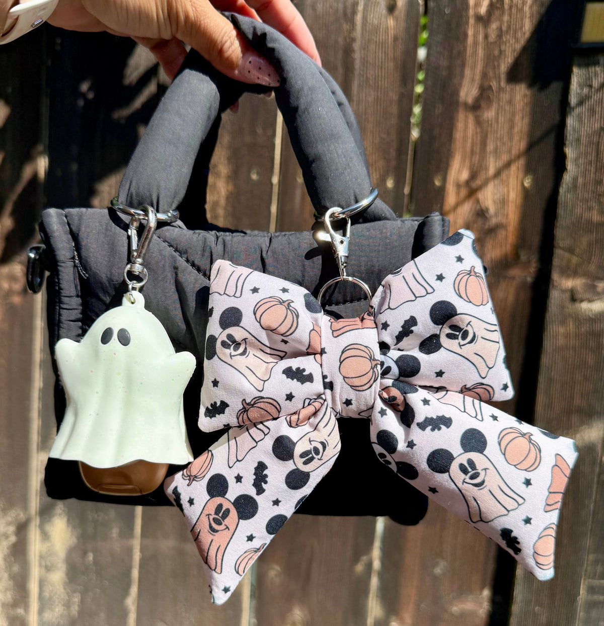 Ghost Mouse & Pumpkins Bow Charm