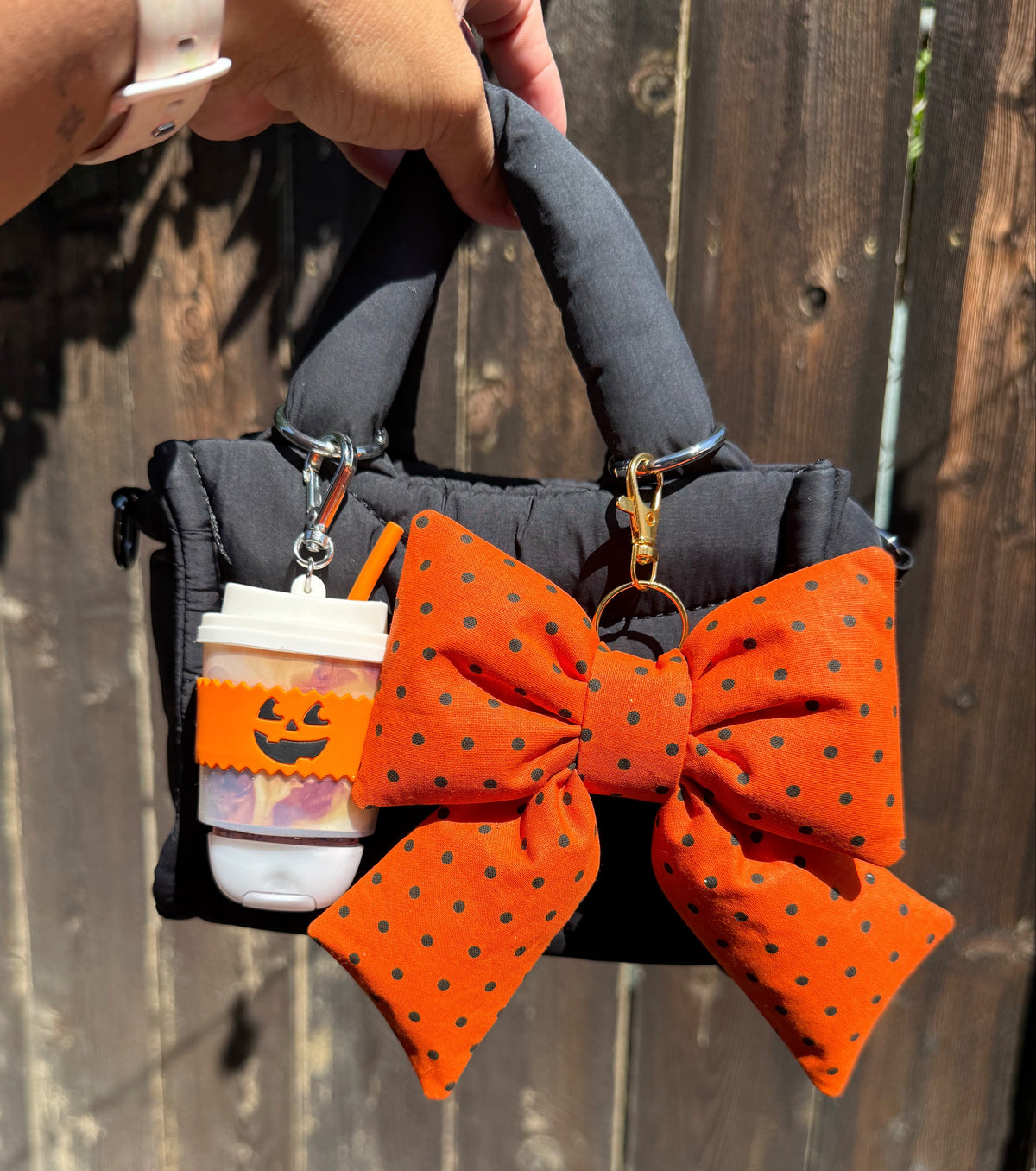 Orange w/ black dots Bow Charm