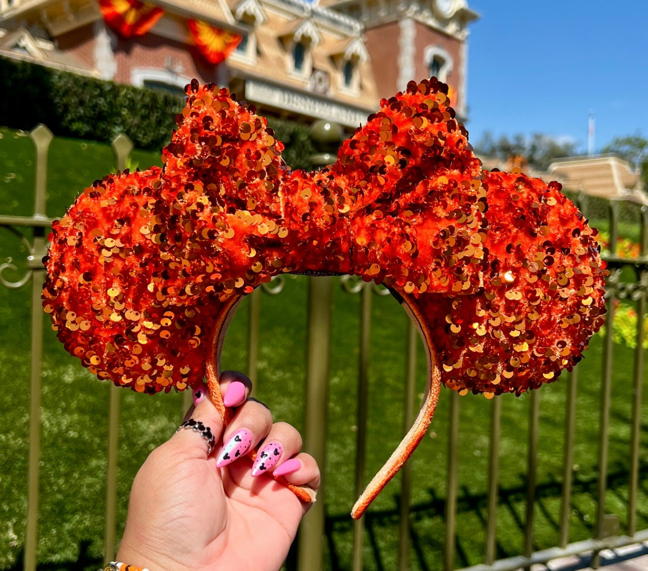 Orange Sequin Velvet Ears