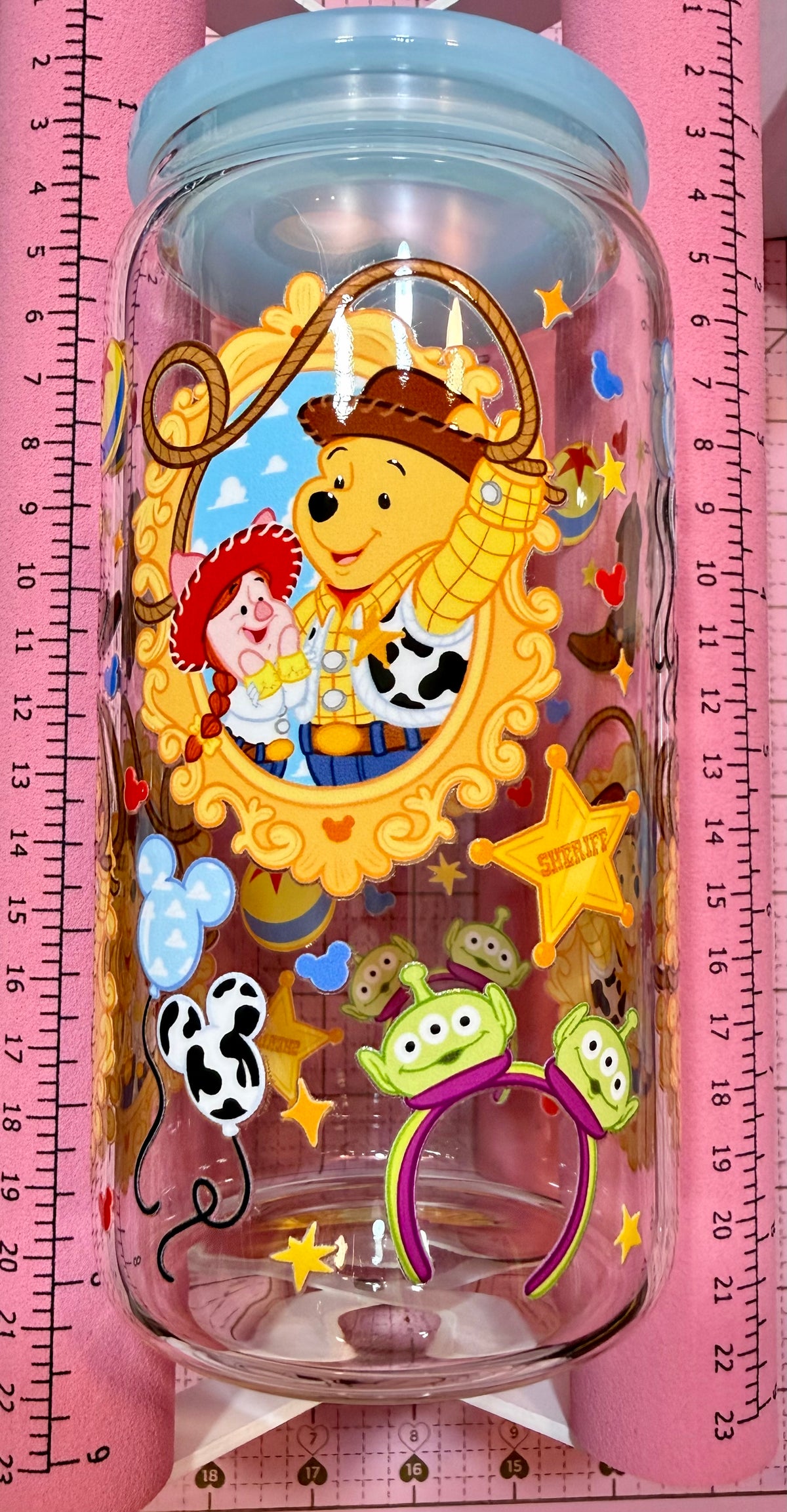Cowboy Bear 16oz glass can cup