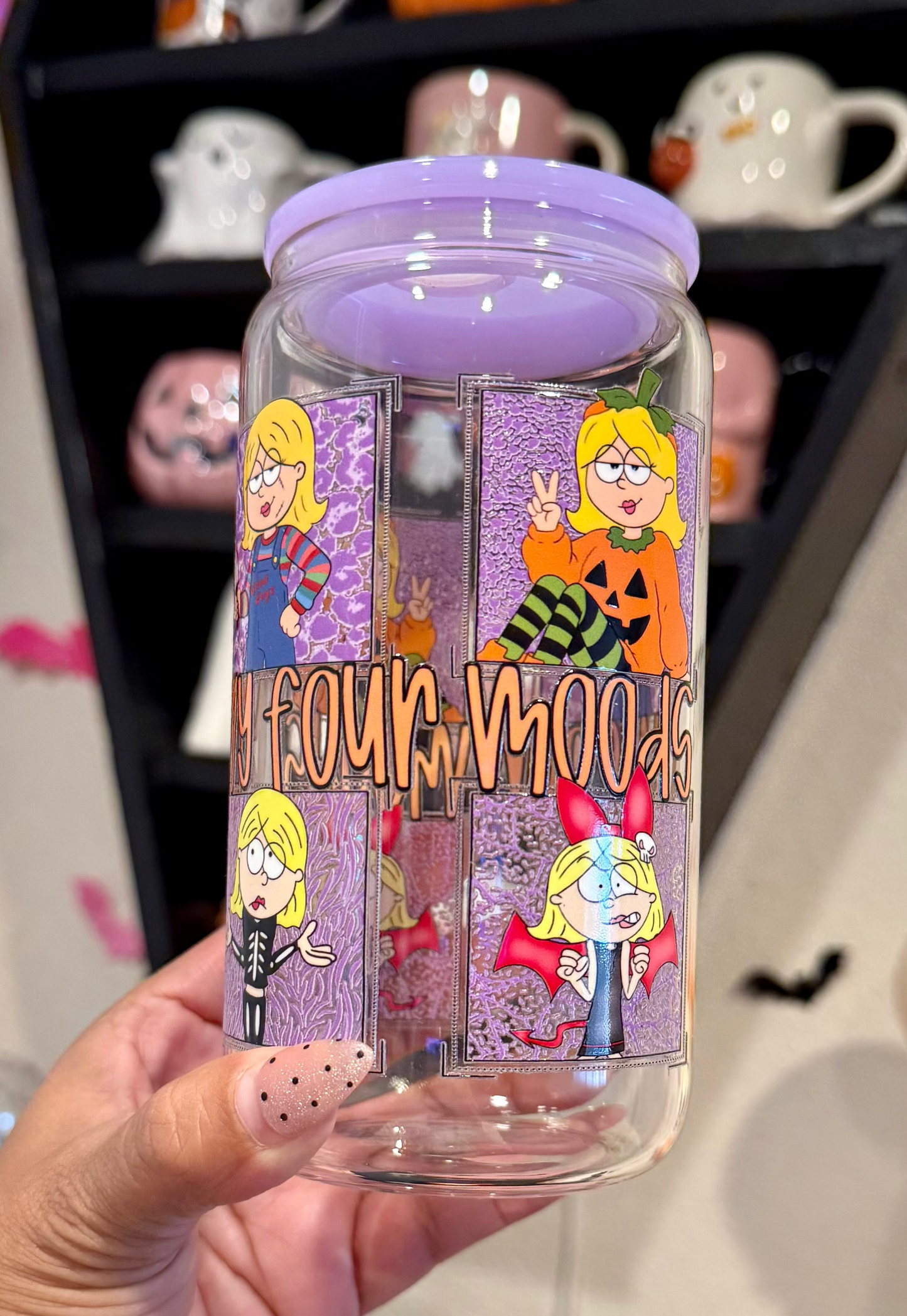 My Four Moods Lizzie 16oz glass can cup