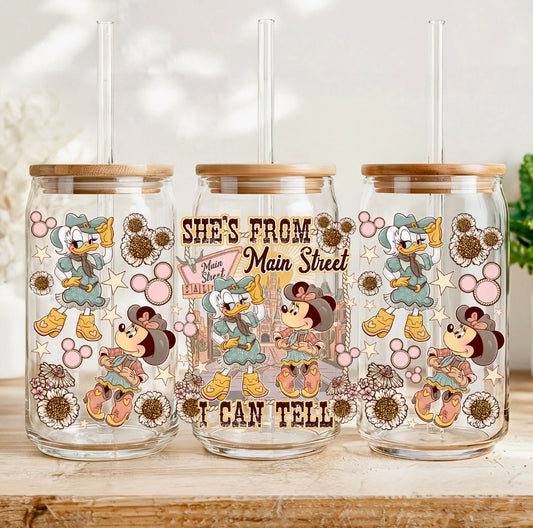 She's from Main St 16oz glass can cup