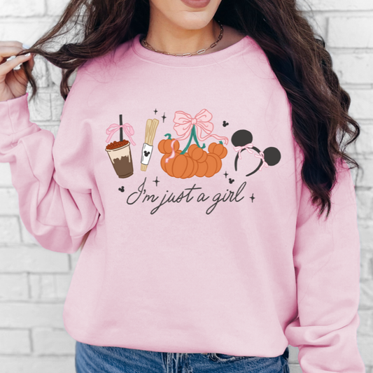 Just a girl Fall Pumpkins Unisex Crewneck Sweater