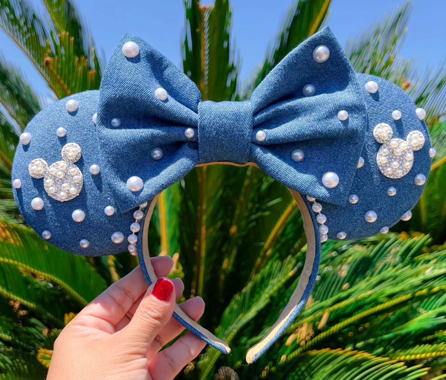 Denim Pearled Ears