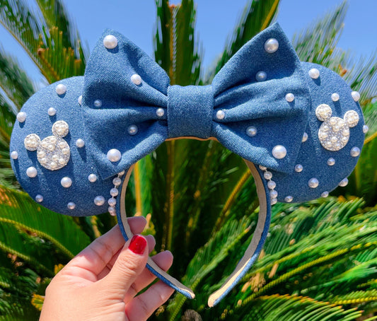 Denim Pearled Ears