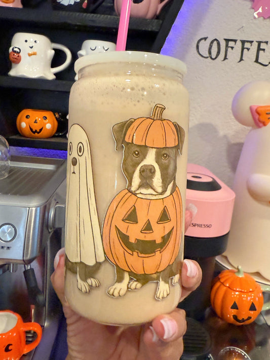 Spooky Pitties 16oz glass can cup