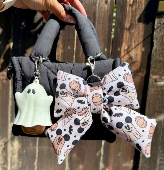 Ghost Mouse & Pumpkins Bow Charm