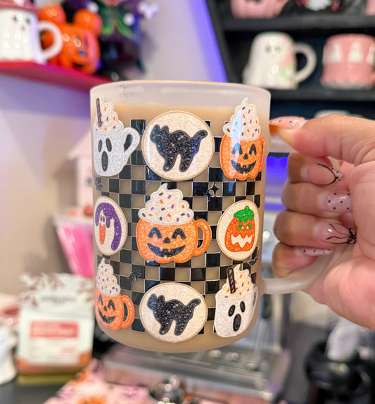 Halloween Cookies 16oz frosted glass can mug