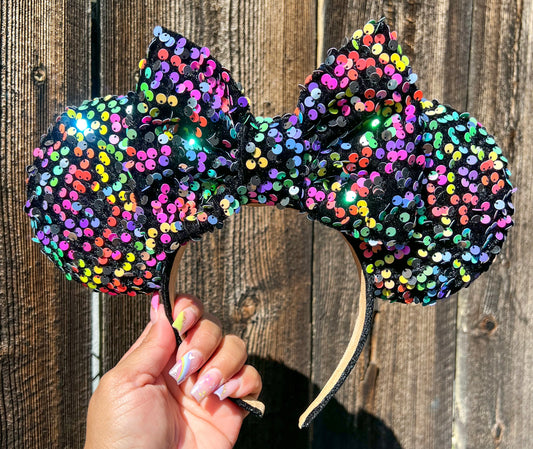 Neon Rainbow Sequin Velvet Ears