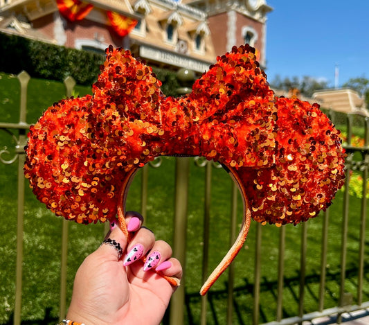 Orange Sequin Velvet Ears