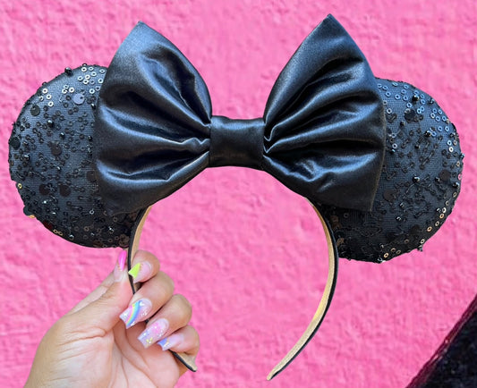 Black Sequin Pearled Ears
