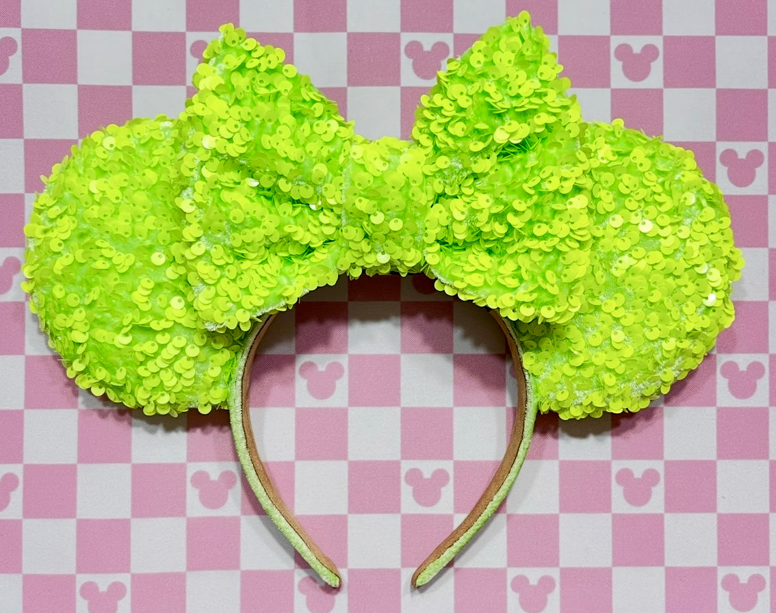 Neon Green Sequin Velvet Ears