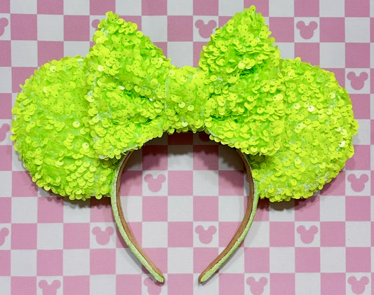 Neon Green Sequin Velvet Ears
