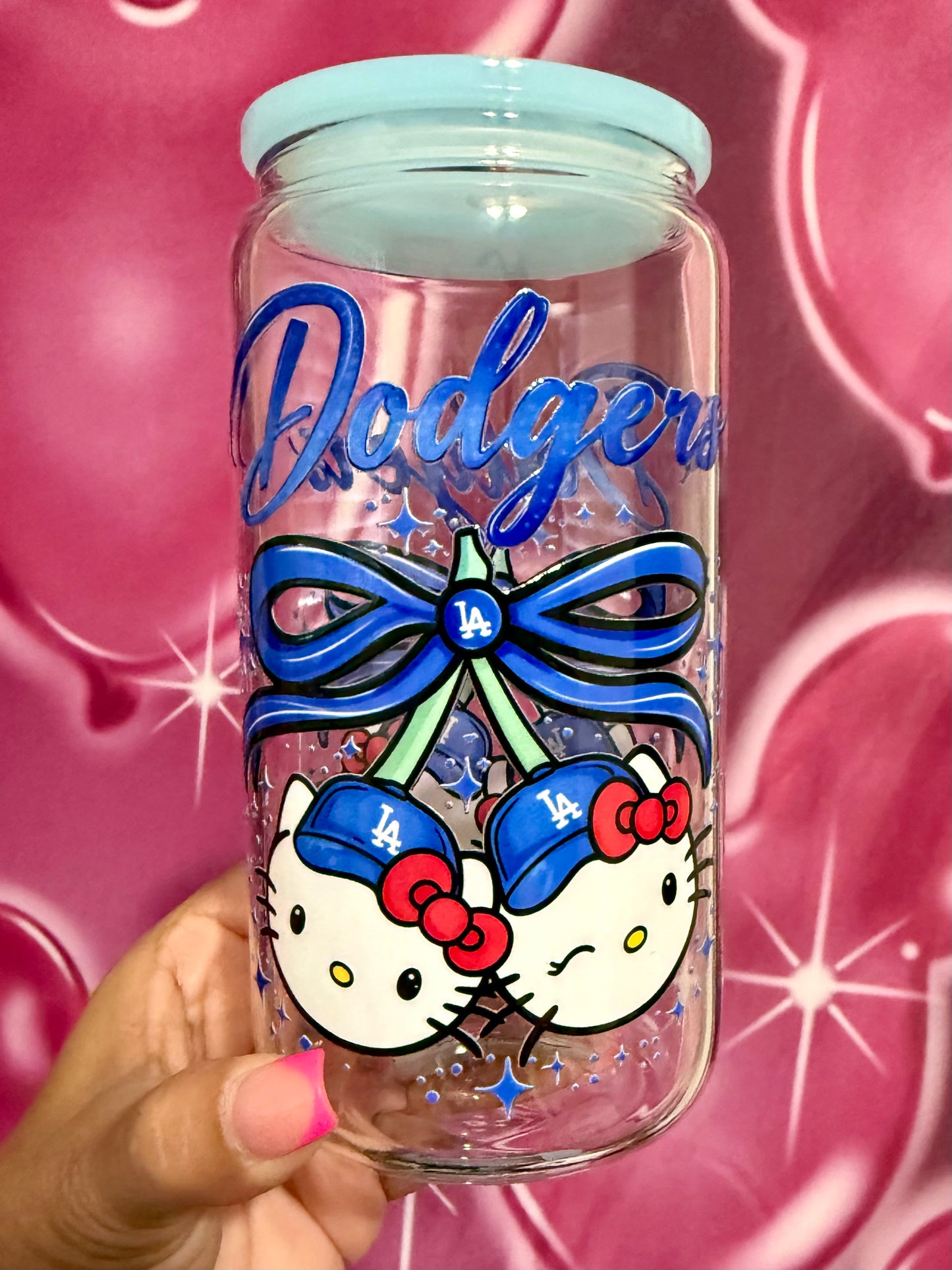 LA HK Cherries glass can cup  RTS