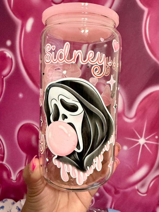 Scary Movie Girly 16oz glass can cup RTS