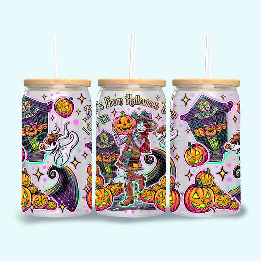 She's from Halloween Town 16oz glass can cup