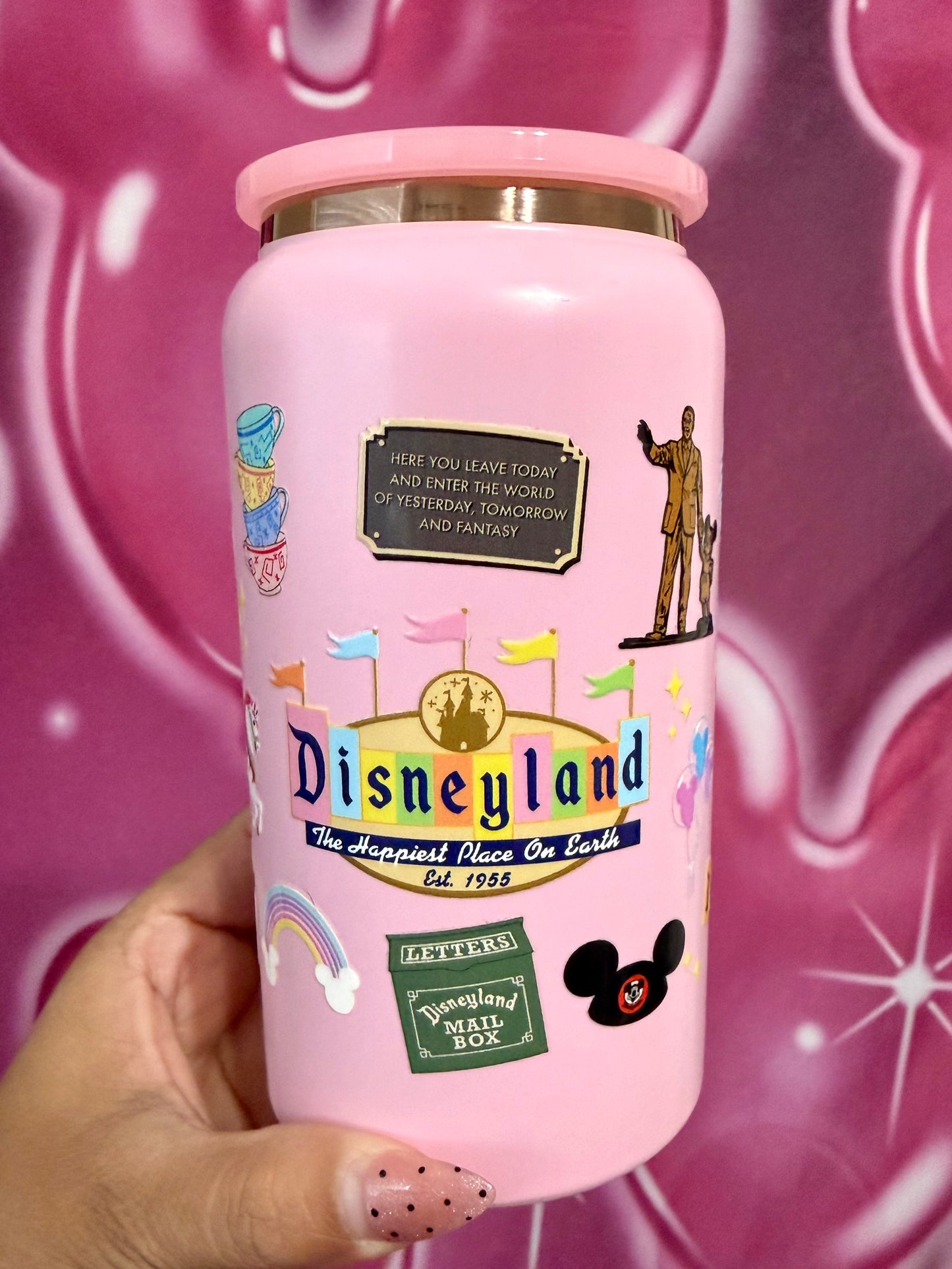 Pink Dland stainless steel 16oz cup RTS
