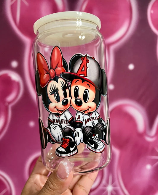 16oz Red Halos Couple Glass Can Cup PREORDER