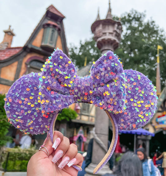 Purple Iridescent Sequin Velvet Ears