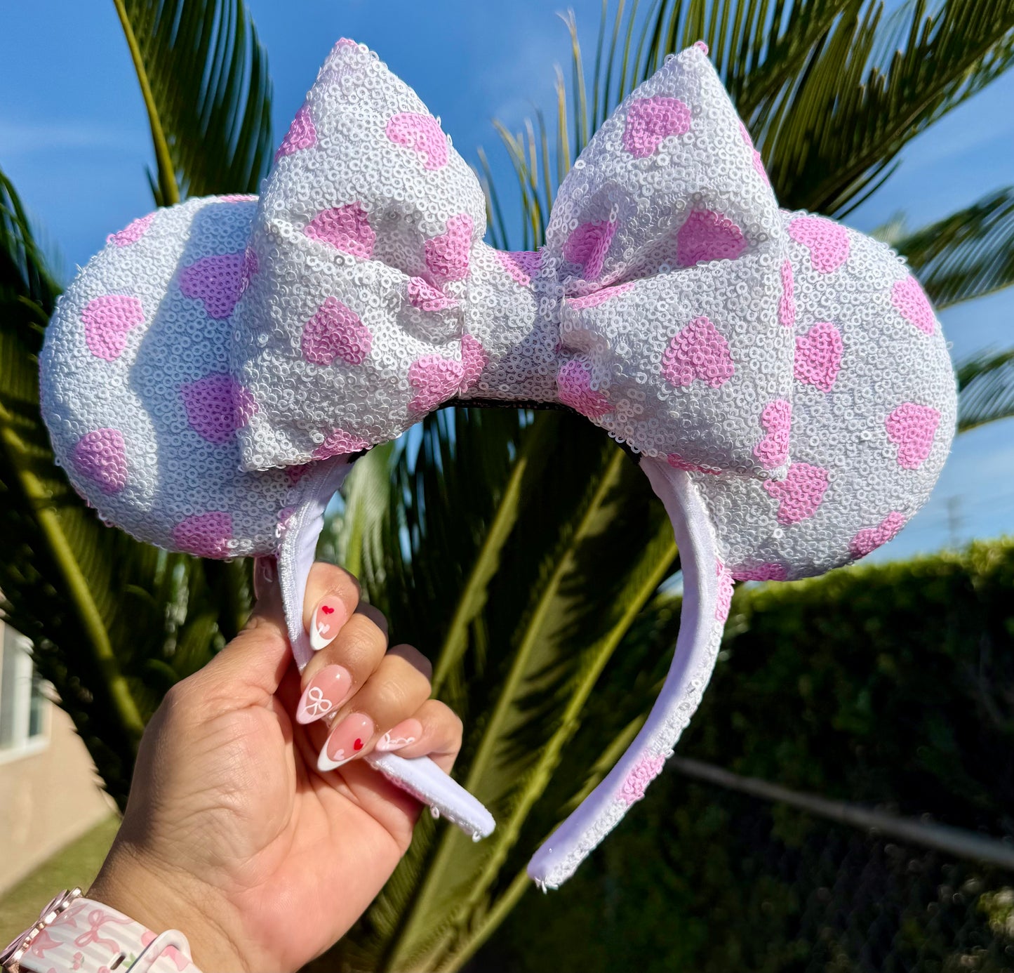 White Love Sequin Ears